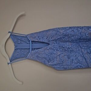 Sequin Hearts Lace Dress Light Blue Keyhole Chest Sewn In Bra Racerback 3 NWT